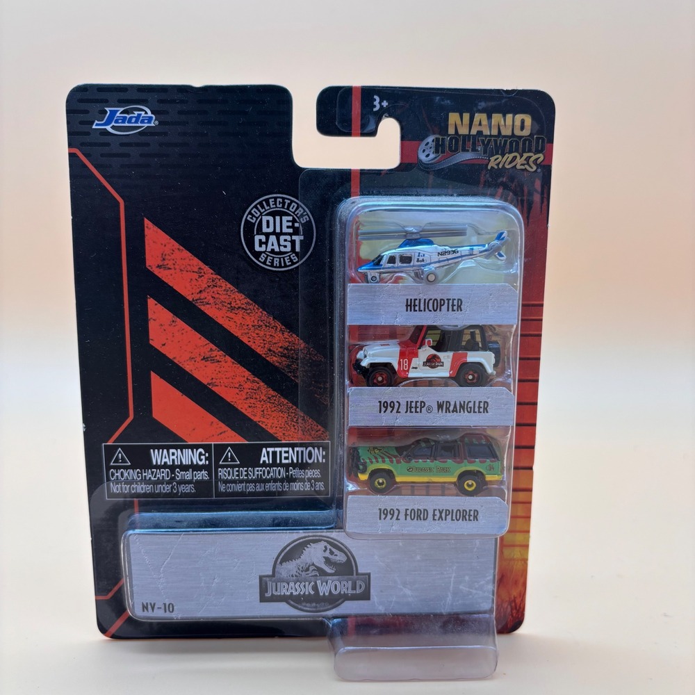 Jada Nano Hollywood Rides Jurassic World Die-Cast 3 Pack NV-10 Jeep Ford 31955